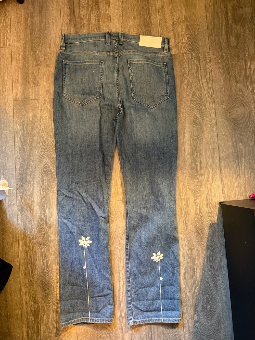 7 For All Mankind Easy Slim Jeans Women’s [30] Floral Distressed Blue NWOT